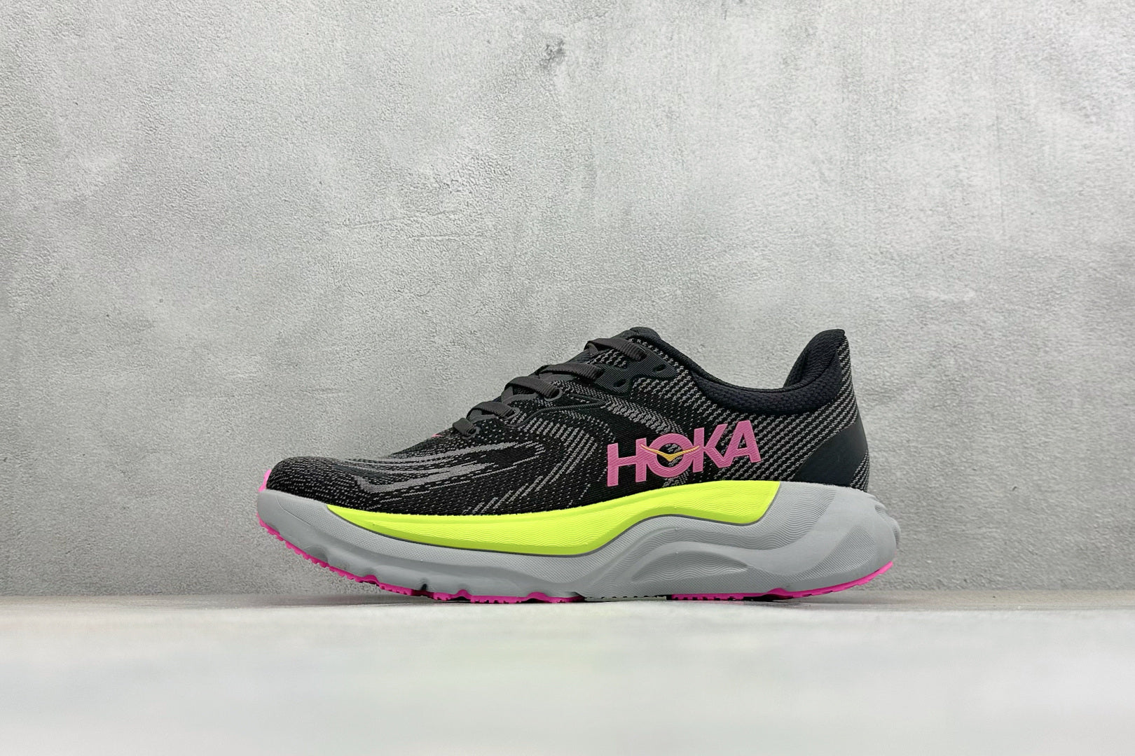 HOKA Arahi 8 Black Neon Yellow Pink Women Stability Running Shoes