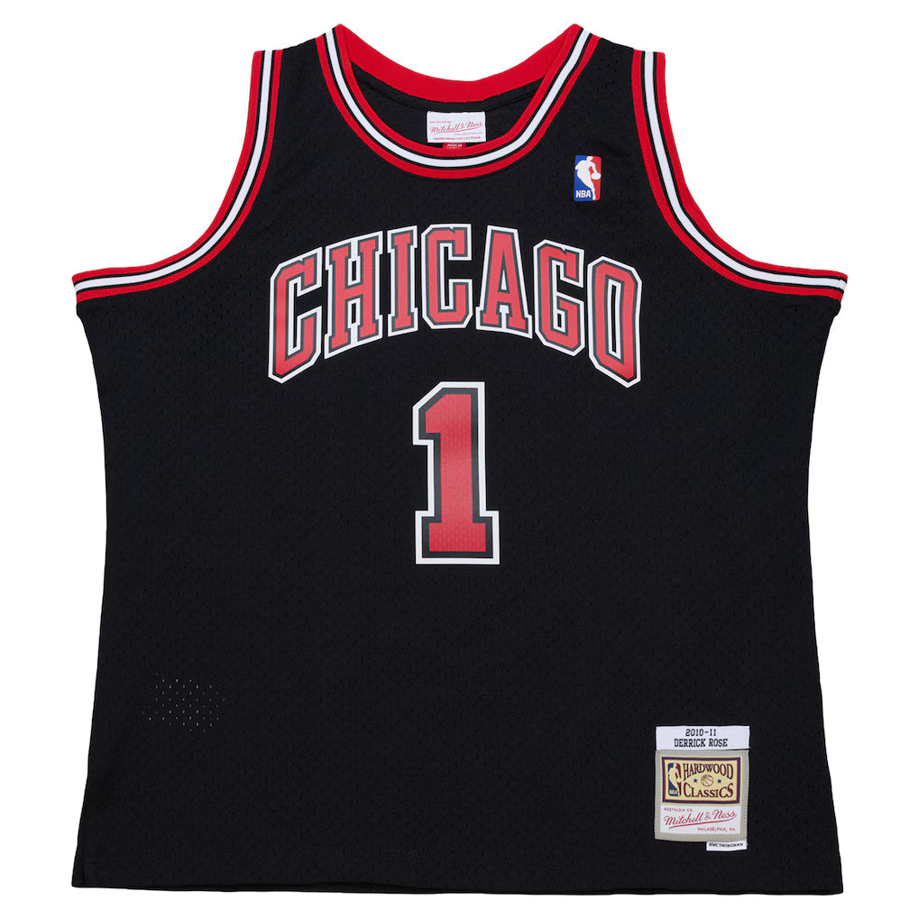 Men's Chicago Bulls Derrick Rose Mitchell & Ness Black 2010-11 Hardwood Classics Swingman Jersey