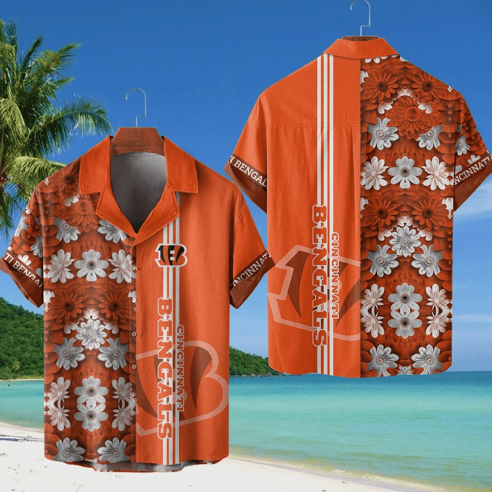 Cincinnati Bengals NFL Flower Hawaiian Shirt - Orange