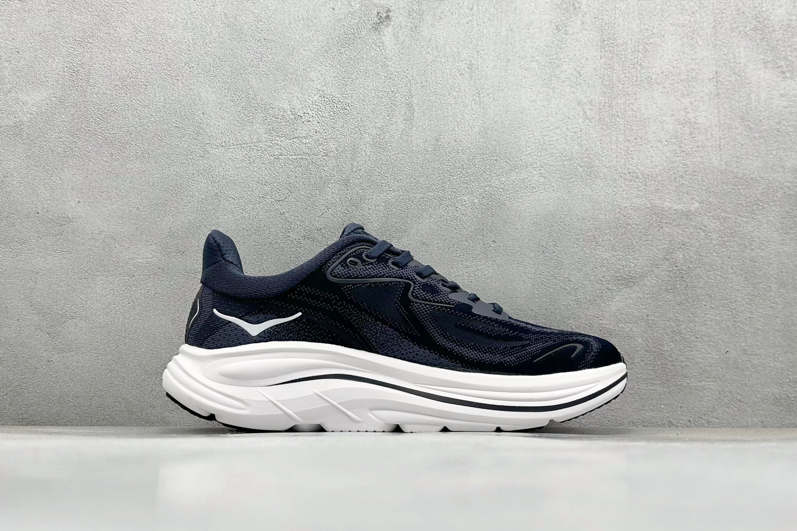 HOKA Clifton 10 Navy White Cushioned Road Running Sneakers