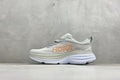 HOKA Bondi 8 Light Gray Rose Gold Logo Running Sneaker