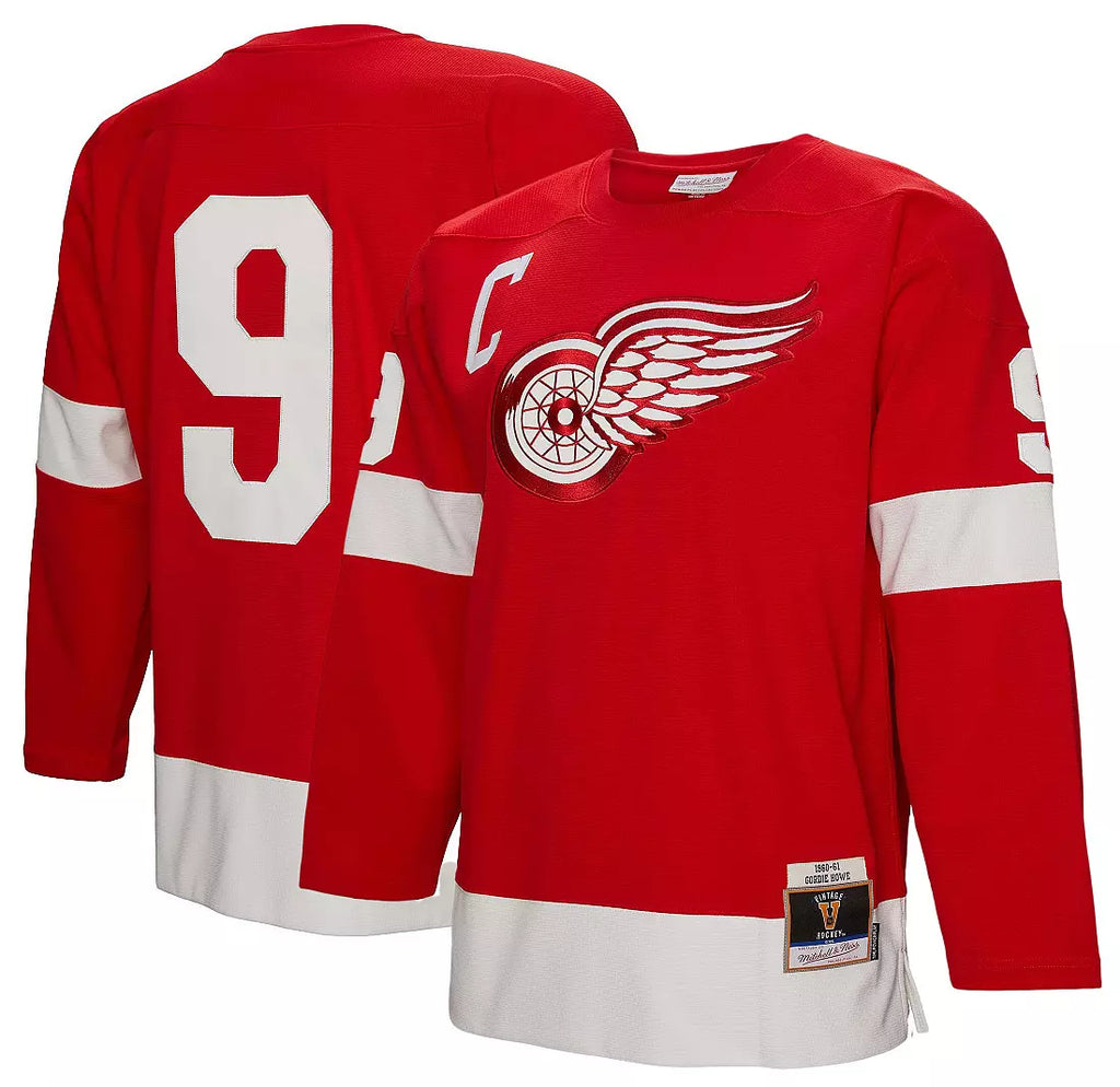 Mitchell & Ness Men's Detroit Red Wings Gordie Howe #9 1960 Red Power Play Vintage Replica Jersey