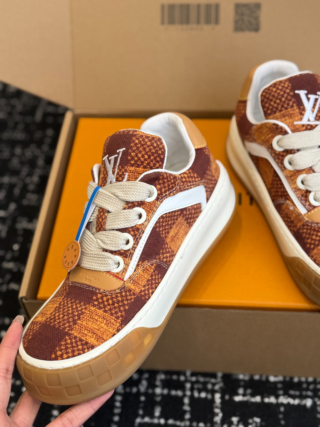 Louis Vuitton LV Tilted Sneaker (Brown Check Wool)