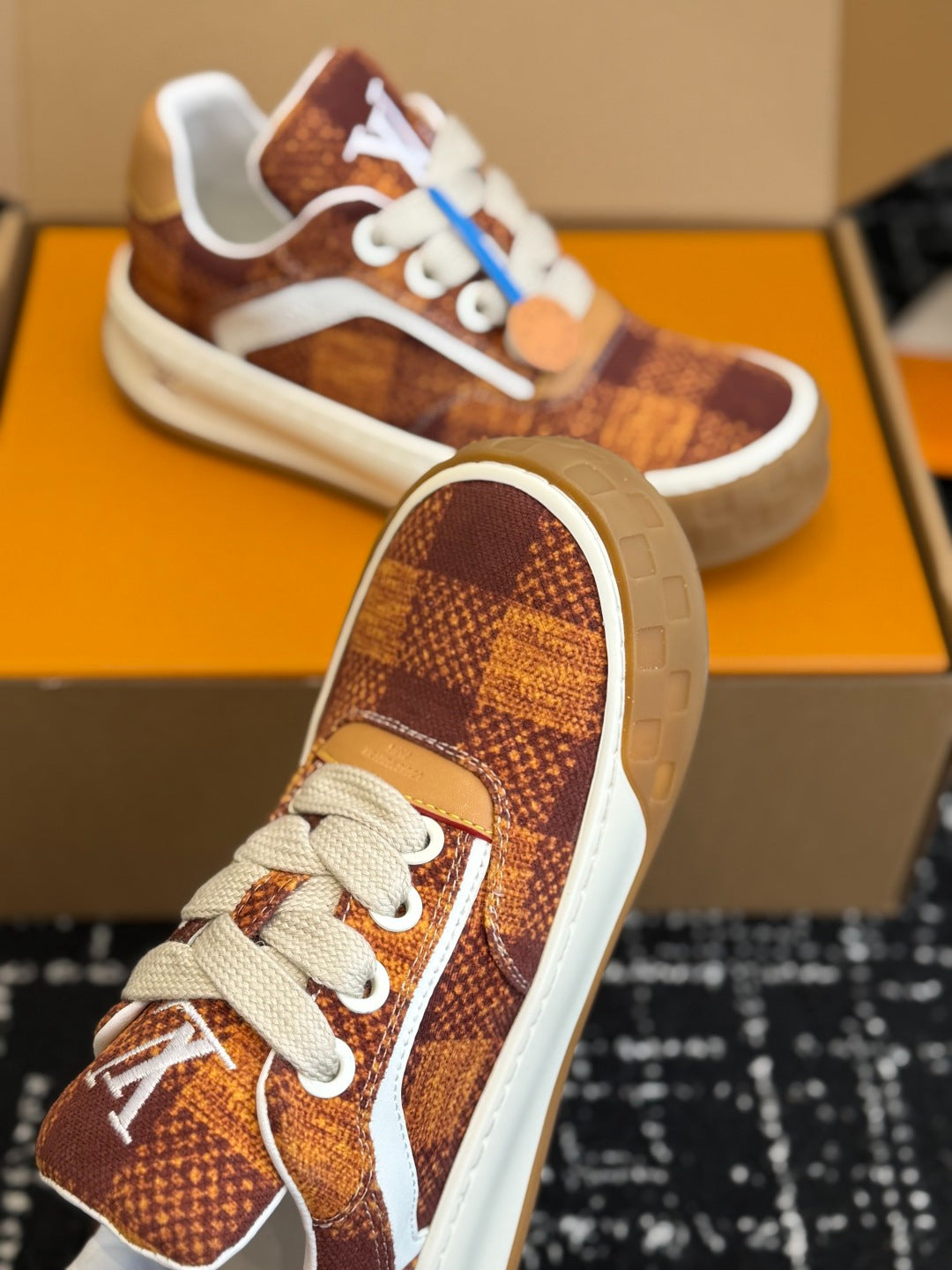 Louis Vuitton LV Tilted Sneaker (Brown Check Wool)