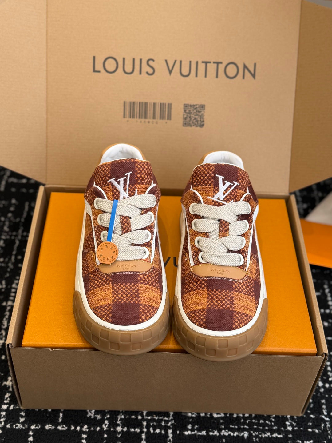 Louis Vuitton LV Tilted Sneaker (Brown Check Wool)