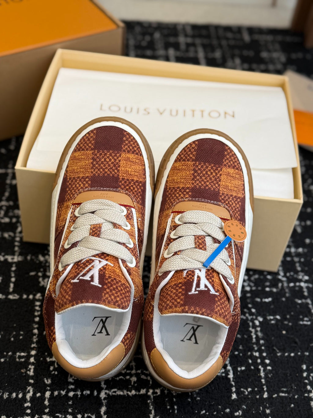 Louis Vuitton LV Tilted Sneaker (Brown Check Wool)