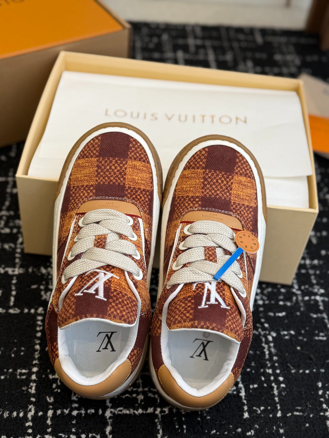 Louis Vuitton LV Tilted Sneaker (Brown Check Wool)