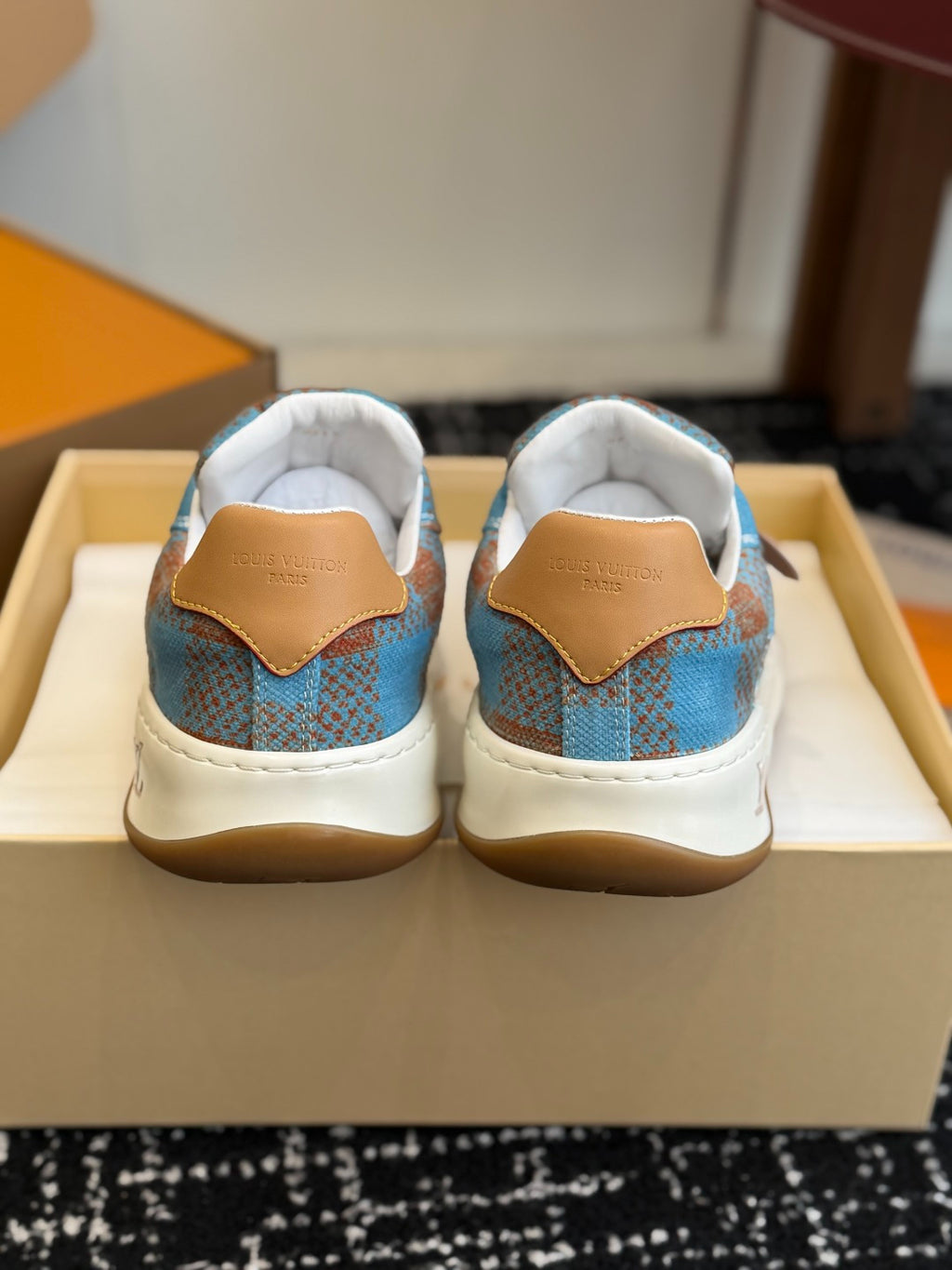 LV Tilted Sneaker (Blue & Terracotta Check)