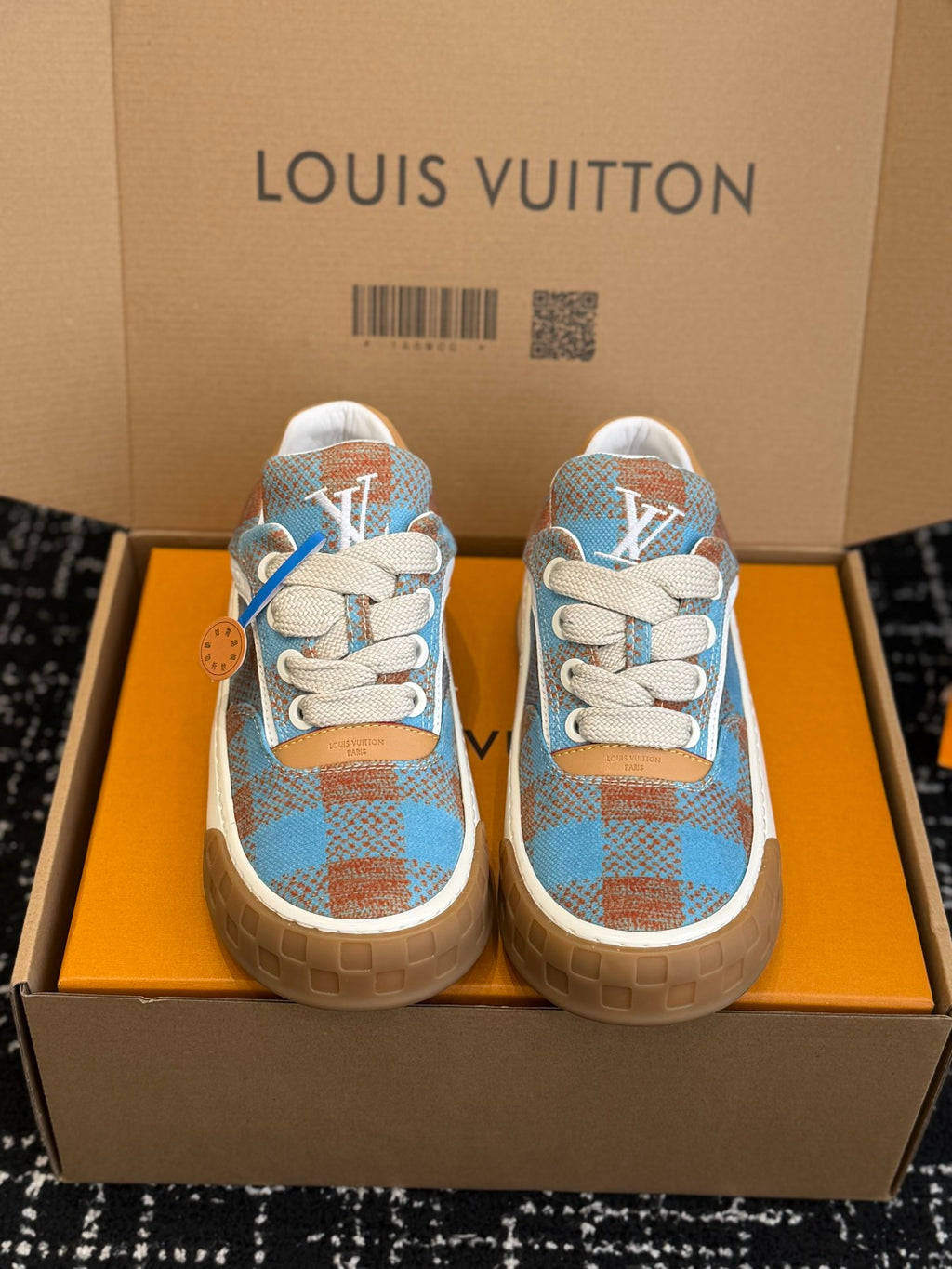LV Tilted Sneaker (Blue & Terracotta Check)