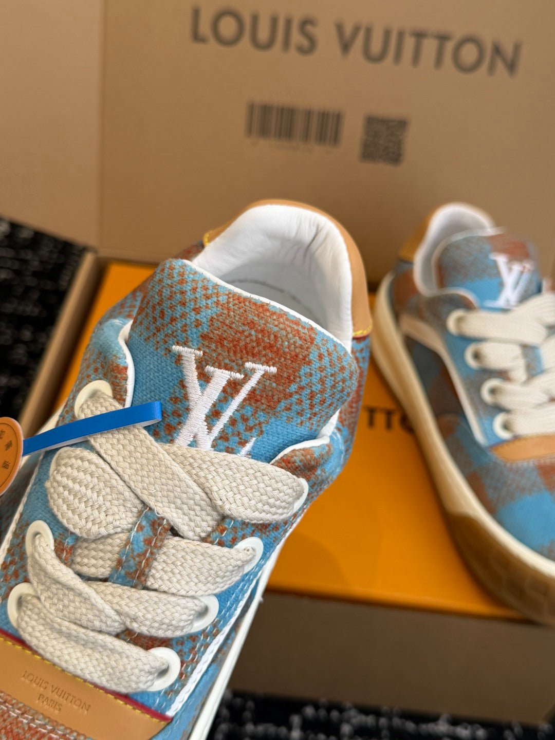 LV Tilted Sneaker (Blue & Terracotta Check)