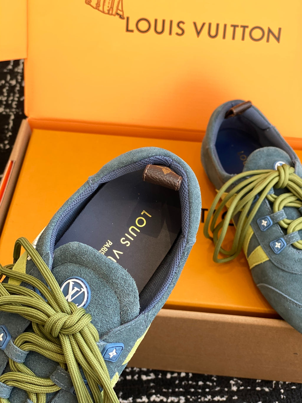 Louis Vuitton Recif Sneaker (Blue Suede with Green Accents)