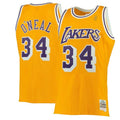 Men's Los Angeles Lakers Shaquille O'Neal Mitchell & Ness Gold 1996-97 Hardwood Classics Swingman Jersey
