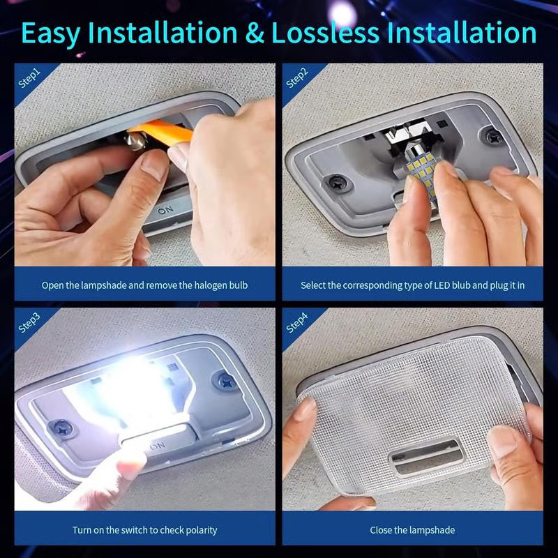 42 Pieces Interior Car Lights, Super Bright White Dome Map Tail Cab Lights Bulb Kit Set