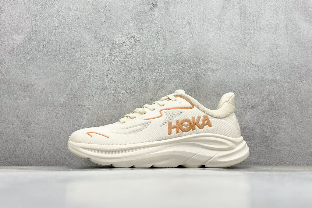HOKA Clifton 10 Cream Peach Cushioned Road Running Sneakers