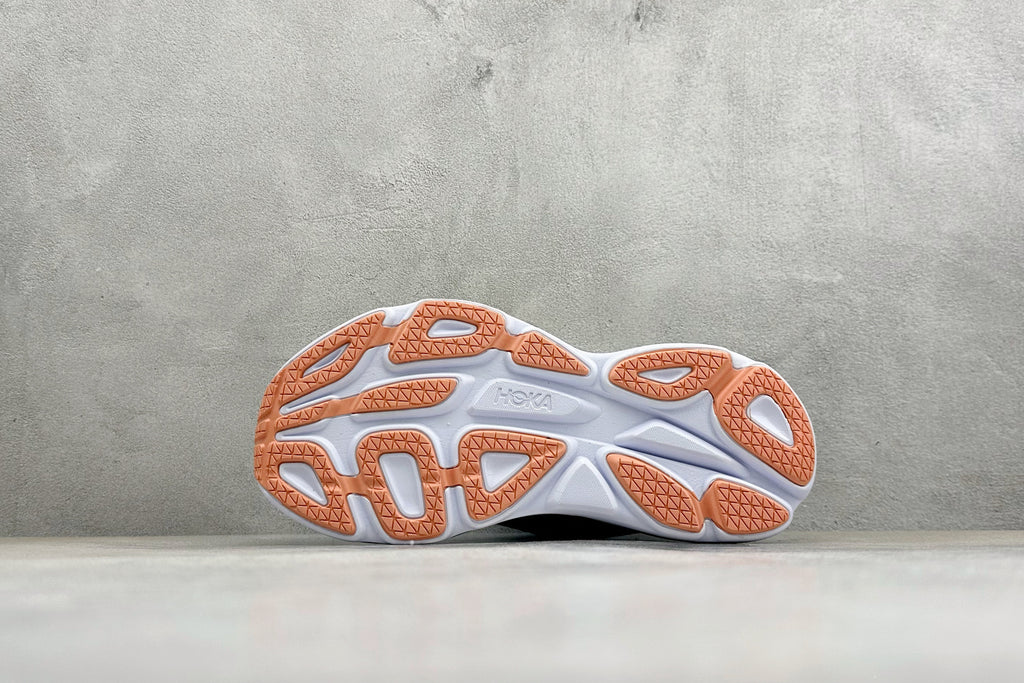 HOKA Bondi 8 Sky Blue Yellow Orange Logo Running Sneaker