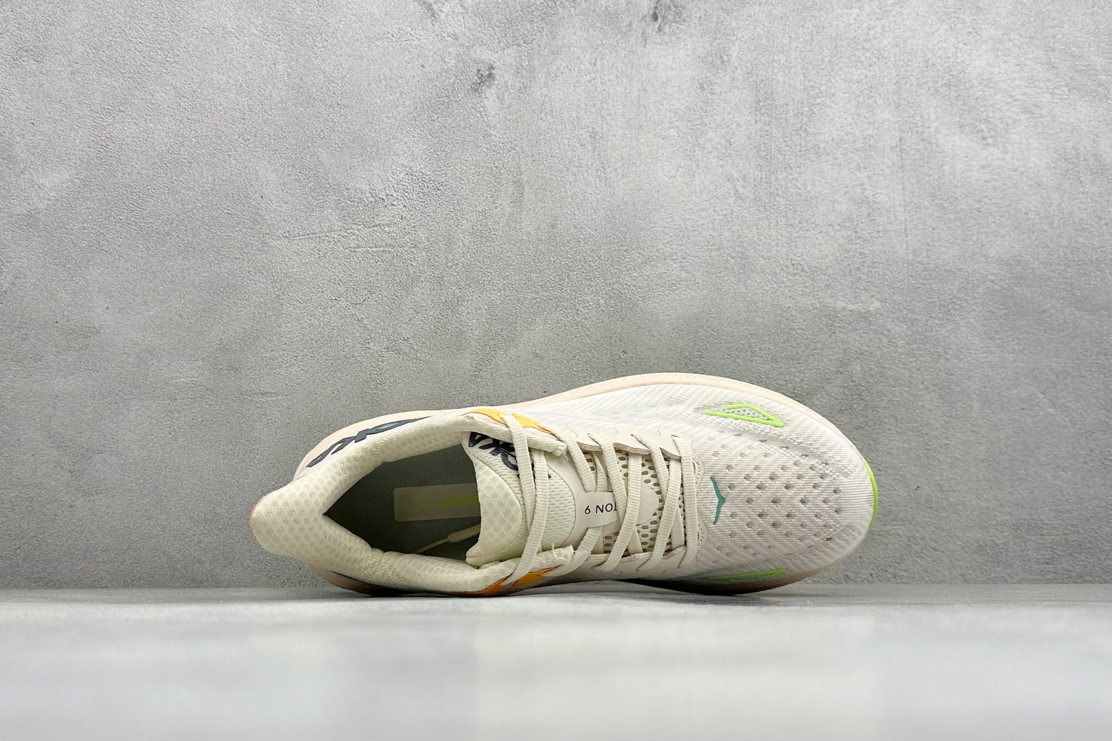 HOKA Clifton 9 Off White & Pale Peach Daily Running Trainers