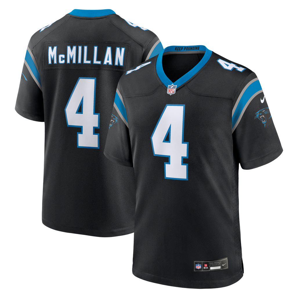 Men's Tetairoa McMillan Carolina Panthers Nike Black Replica Game Jersey