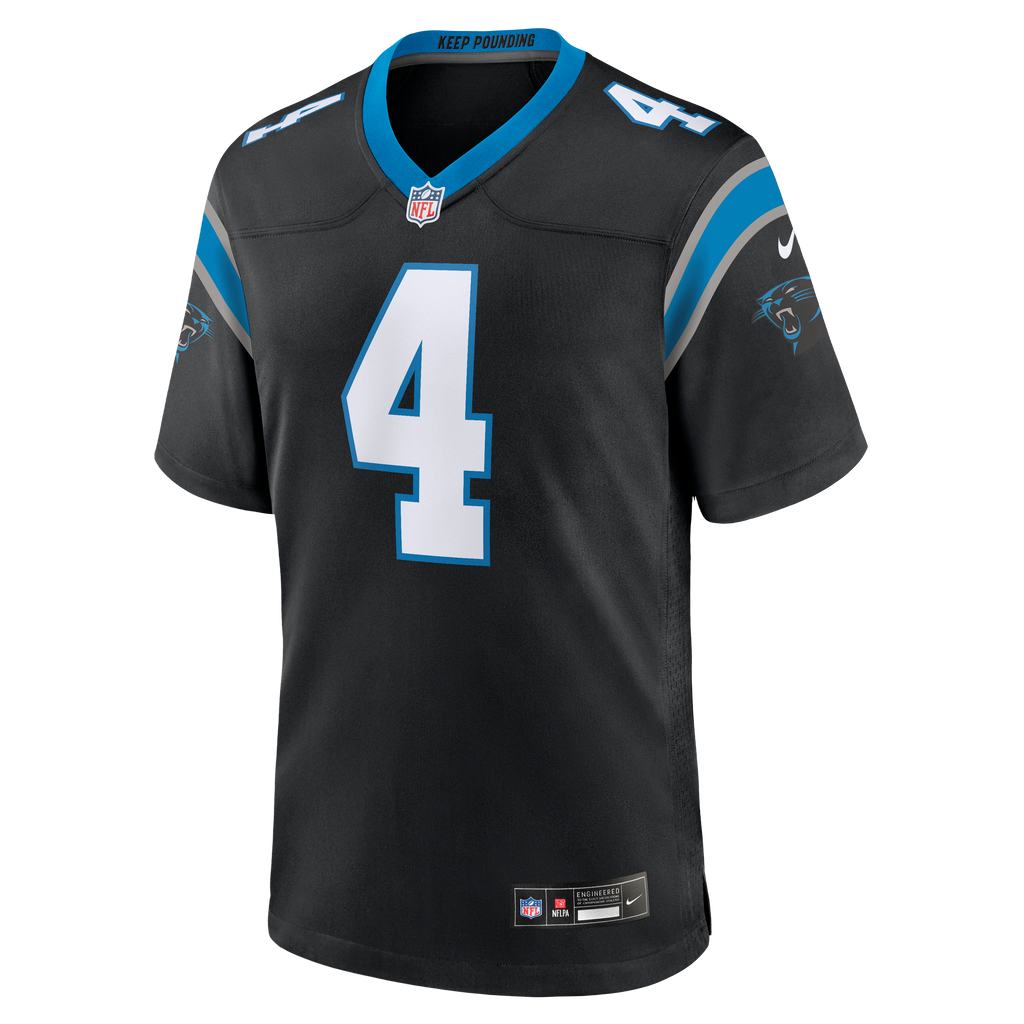 Men's Tetairoa McMillan Carolina Panthers Nike Black Replica Game Jersey