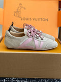 Louis Vuitton Recif Sneaker (Beige Suede with Pink Accents)