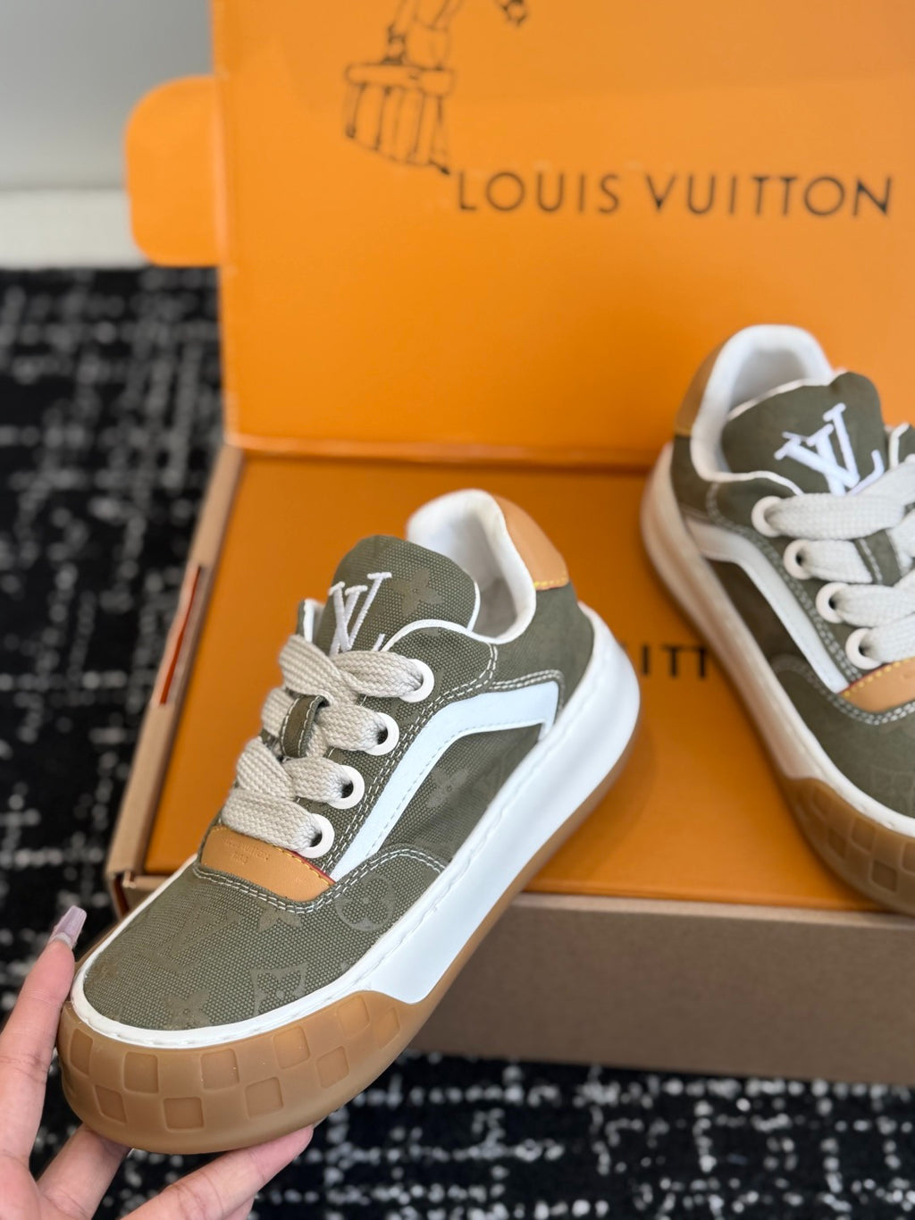 Louis Vuitton LV Tilted Sneaker (Olive Monogram Canvas)