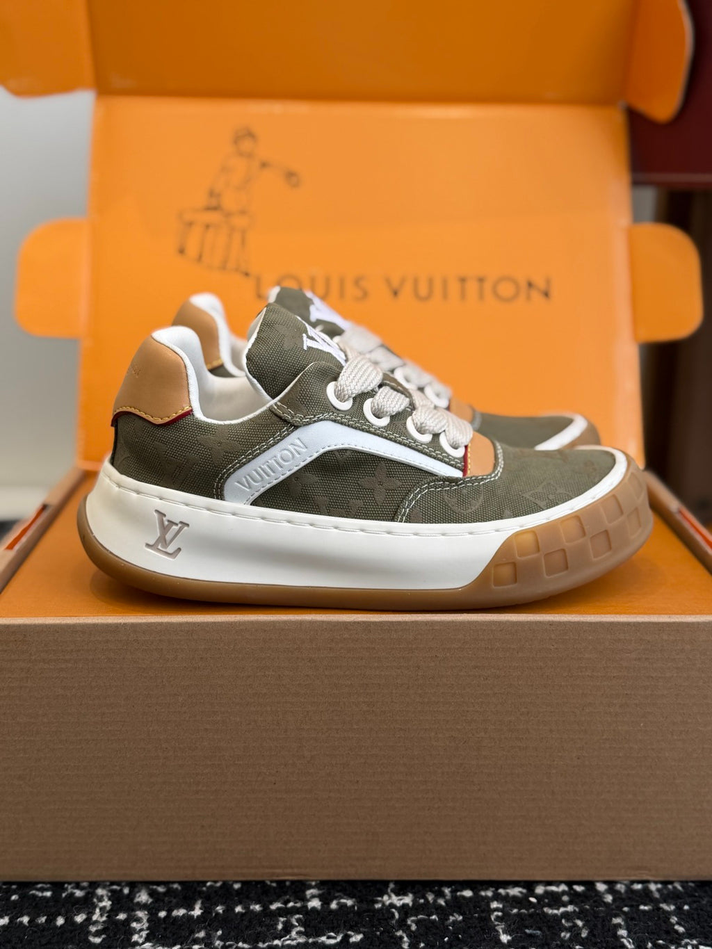 Louis Vuitton LV Tilted Sneaker (Olive Monogram Canvas)