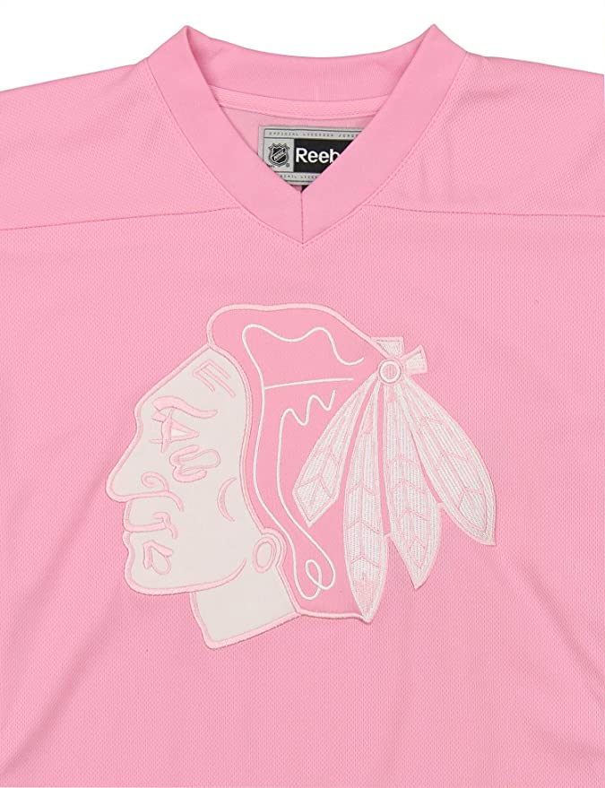 Youth Girls Chicago Blackhawks Pink Replica Player Jersey