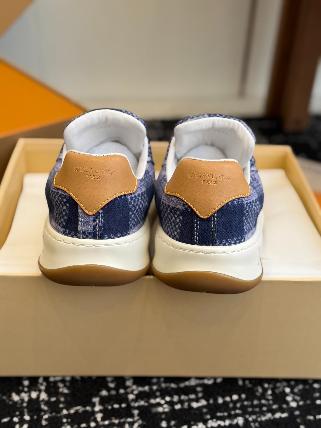 Louis Vuitton LV Tilted Sneaker (Blue Check Wool)