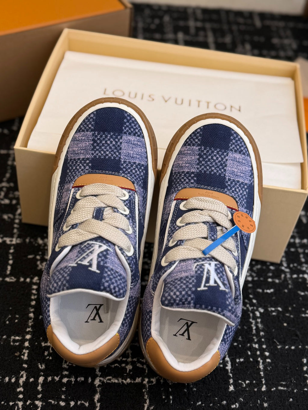 Louis Vuitton LV Tilted Sneaker (Blue Check Wool)
