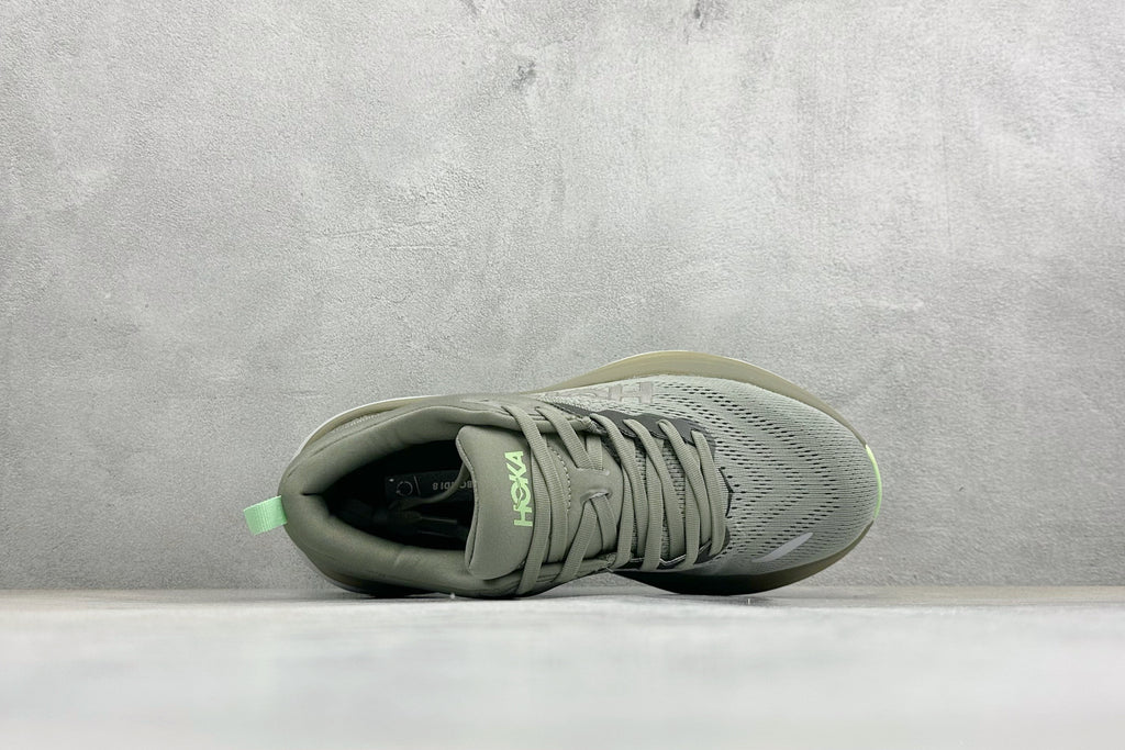 HOKA Bondi 8 Olive Green Lime Accent Running Shoes