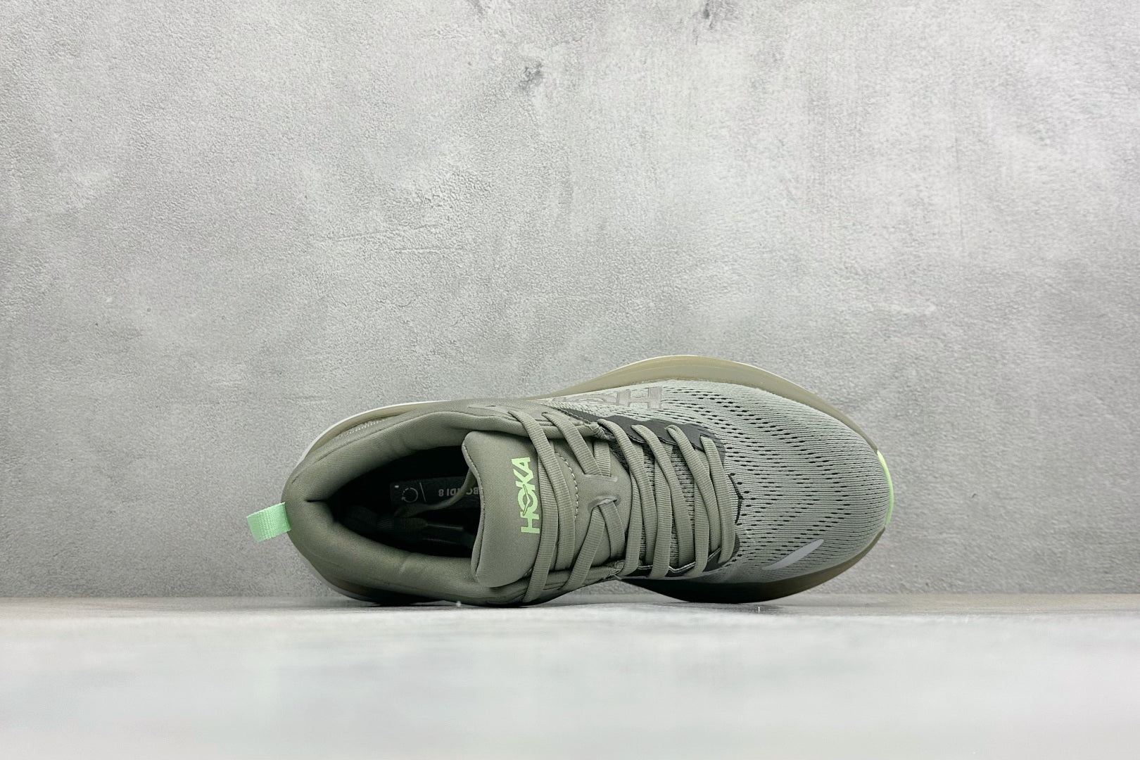HOKA Bondi 8 Olive Green Lime Accent Running Shoes