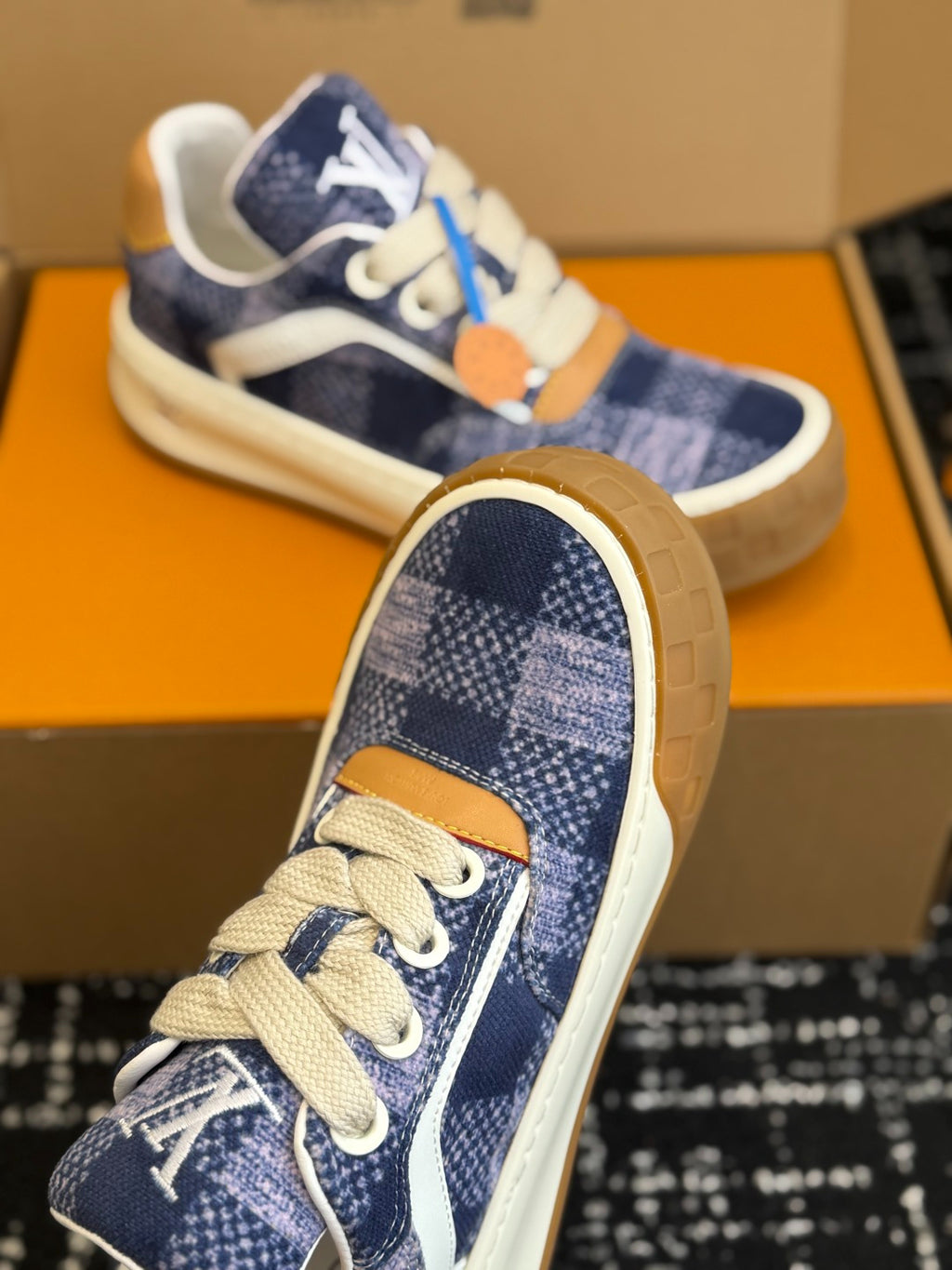 Louis Vuitton LV Tilted Sneaker (Blue Check Wool)