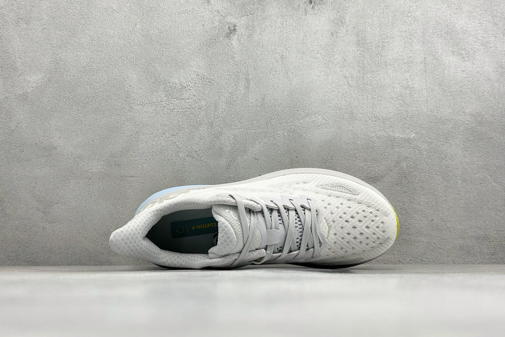 HOKA Clifton 9 White/Pale Blue Daily Road Running Shoe