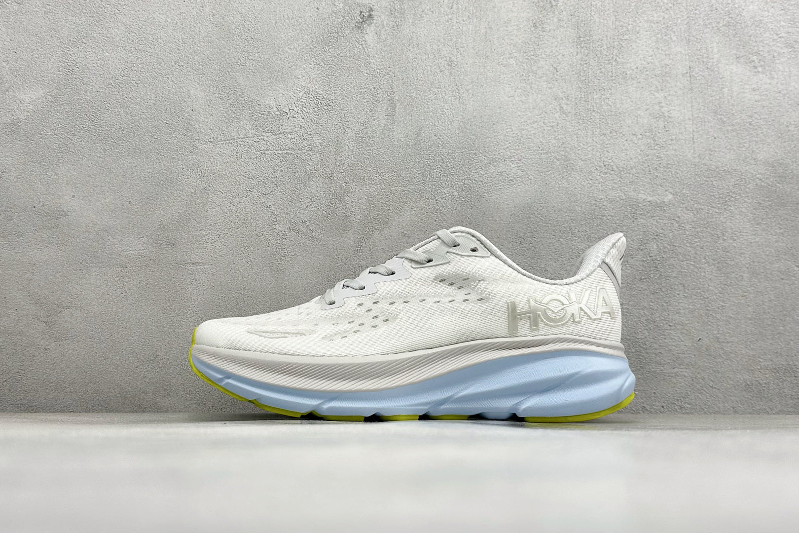 HOKA Clifton 9 White/Pale Blue Daily Road Running Shoe