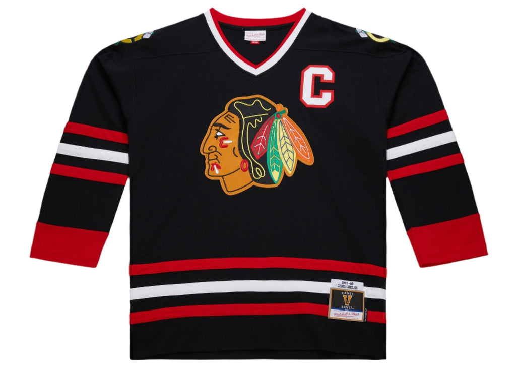 Men's Chris Chelios Black Chicago Blackhawks 1997/98 Power Play Player Jersey
