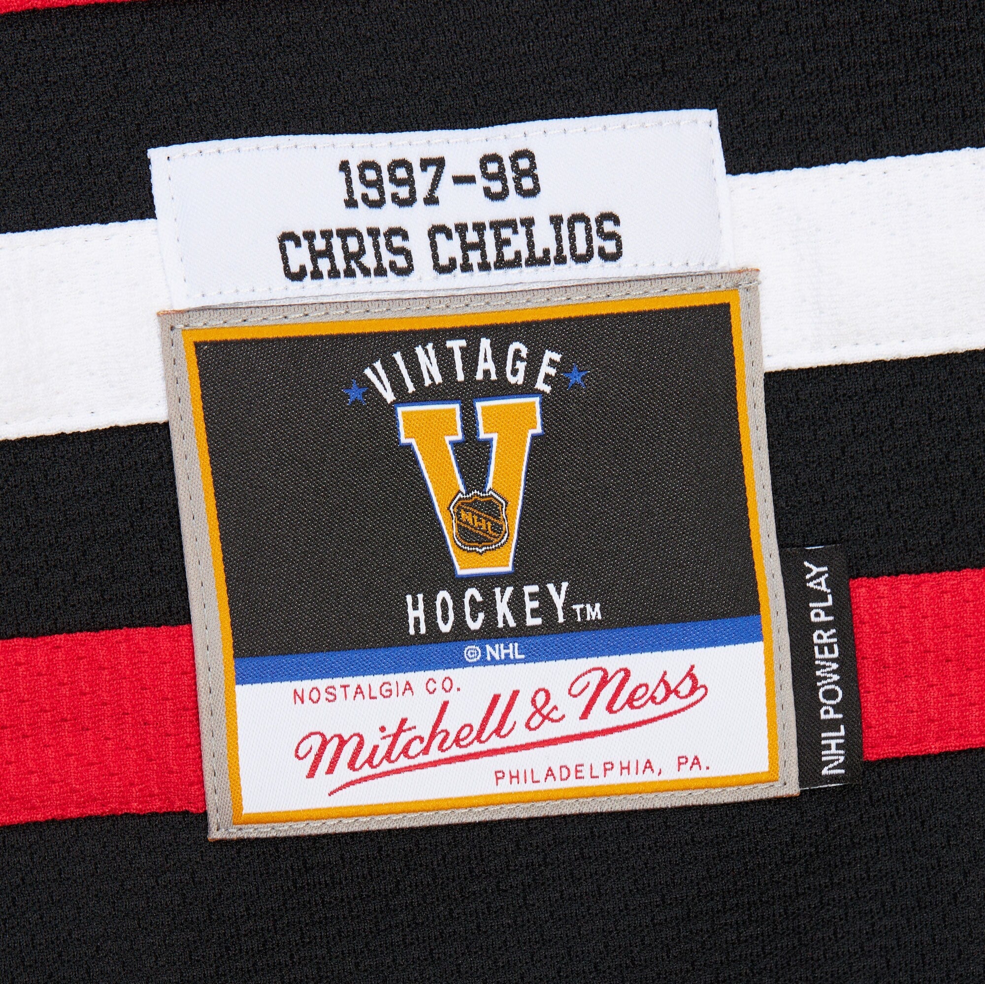 Men's Chris Chelios Black Chicago Blackhawks 1997/98 Power Play Player Jersey