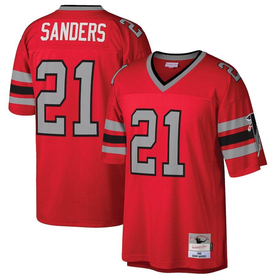 Men's Atlanta Falcons Deion Sanders Mitchell & Ness Red Legacy Replica Jersey