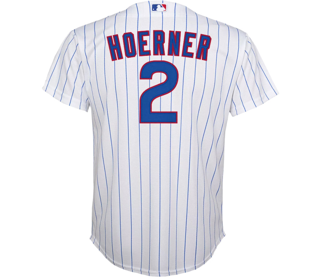 Youth Nike Nico Hoerner Chicago Cubs White Home Game Replica Jersey