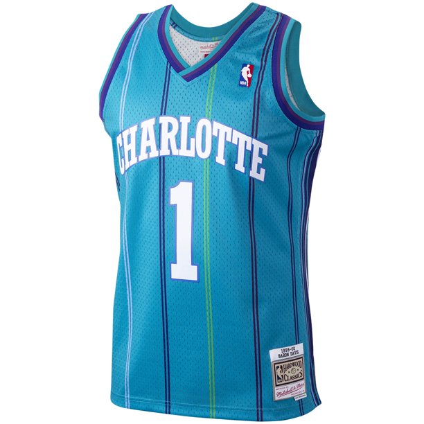 Men's Baron Davis Charlotte Hornets Teal 1999-2000 Swingman Replica Jersey By Mitchell & Ness