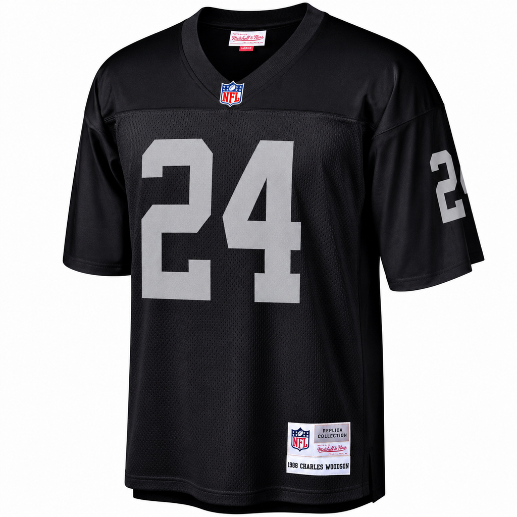 Men's Oakland Raiders Charles Woodson Mitchell & Ness Black 1998 Home Legacy Jersey