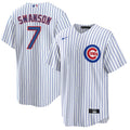 NIKE Men's Dansby Swanson Chicago Cubs White Home Premium Stitch Replica Jersey