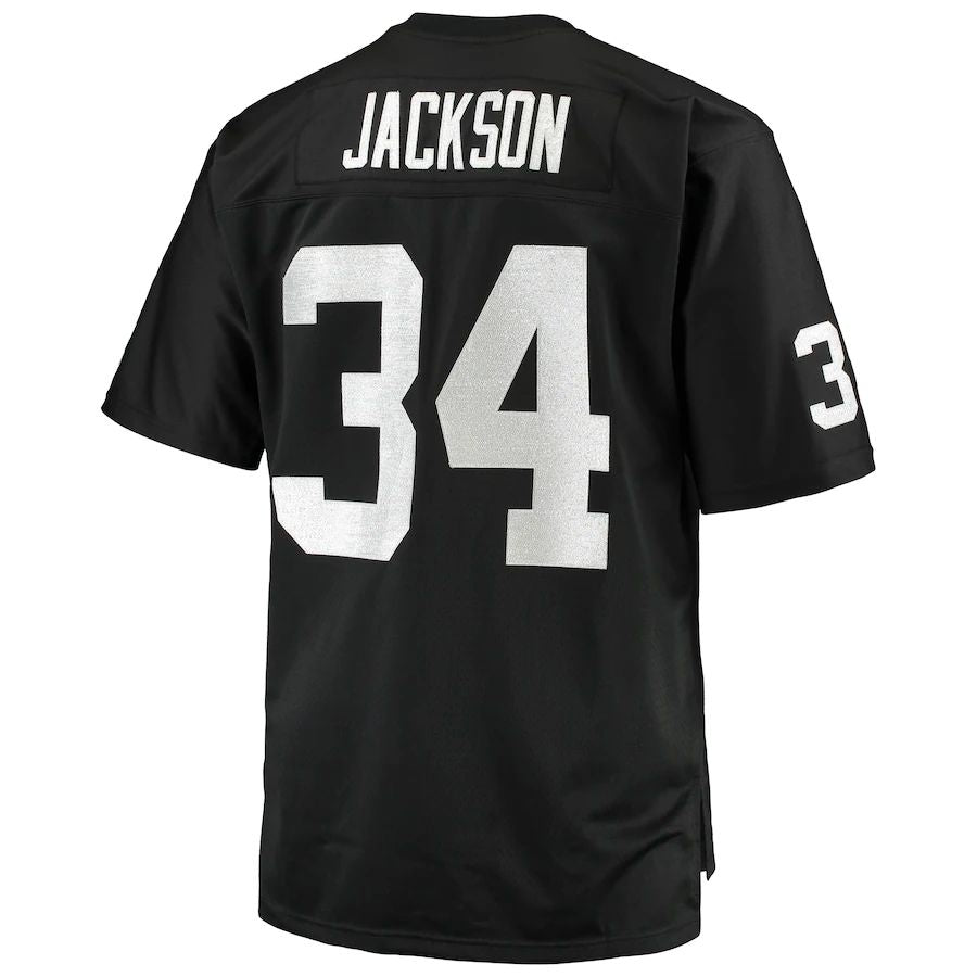 L.Raiders #34 Bo Jackson  Black Big & Tall 1988 Retired Player Replica Jersey Stitched American Football Jerseys