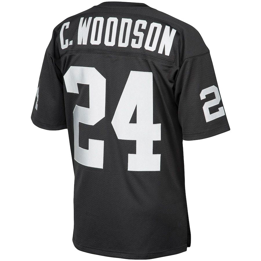 L.Raiders #24 Charles Woodson  Black 1998 Authentic Throwback Retired Player Jersey Stitched American Football Jerseys
