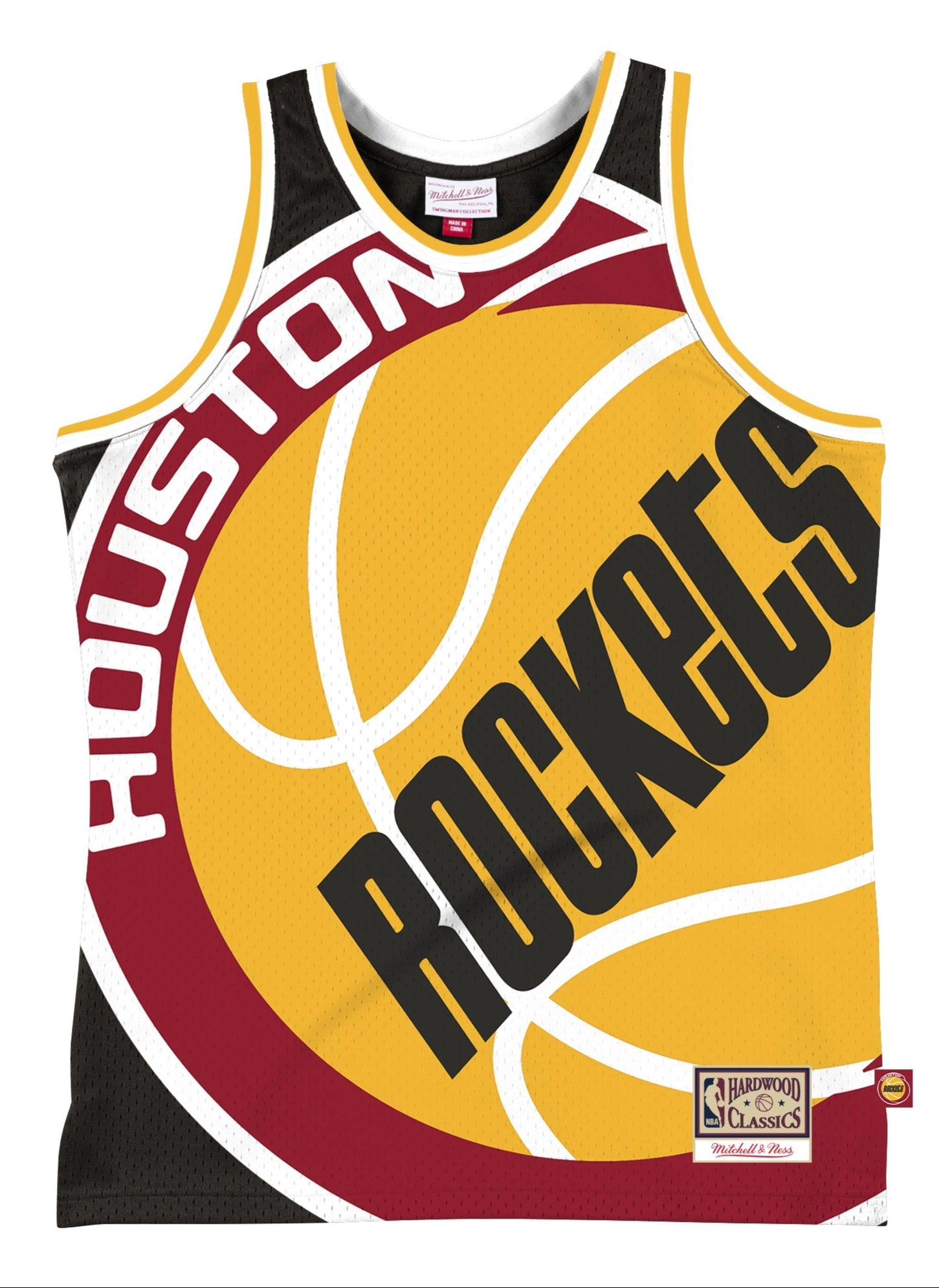 Men's Houston Rockets Mitchell & Ness Black Hardwood Classics Blown Out Fashion Jersey