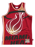 Men's Miami Heat Mitchell & Ness Red Hardwood Classics Blown Out Fashion Jersey