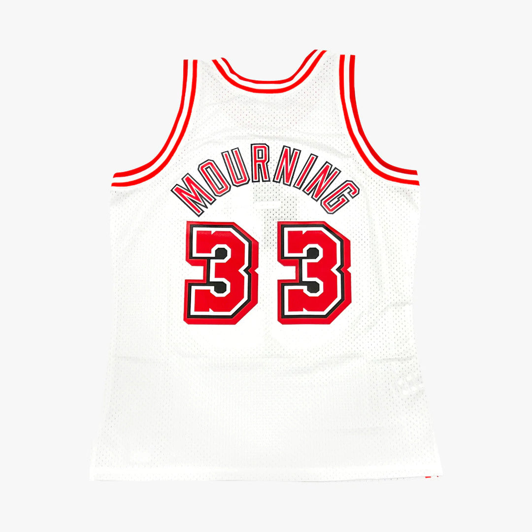 Miami Heat Alonzo Mourning Mitchell & Ness NBA Mens Hardwood Classics White Swingman Jersey