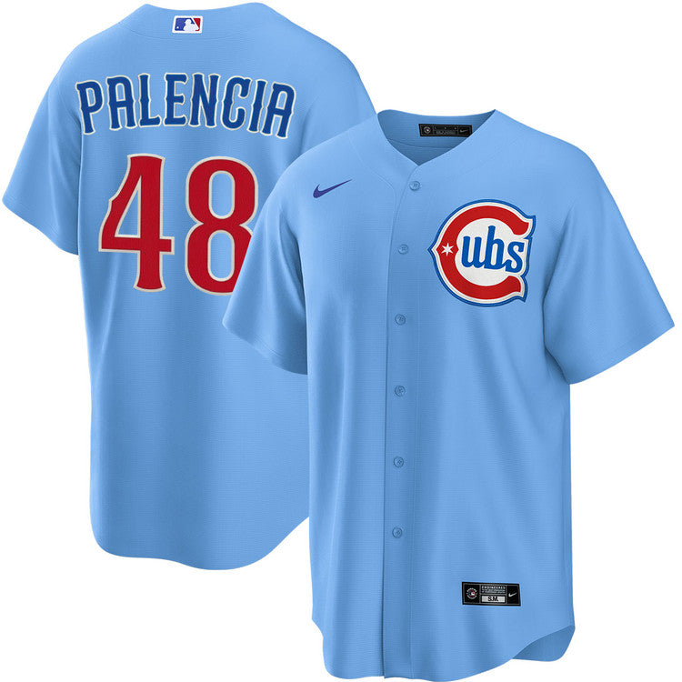 NIKE Men's Chicago Cubs Daniel Palencia #48 Light Blue 2nd Alternate Replica Jersey