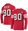 SF.49ers #80 Jerry Rice  Throwback Retired Player Name & Number Long Sleeve Top Stitched American Football Jersey