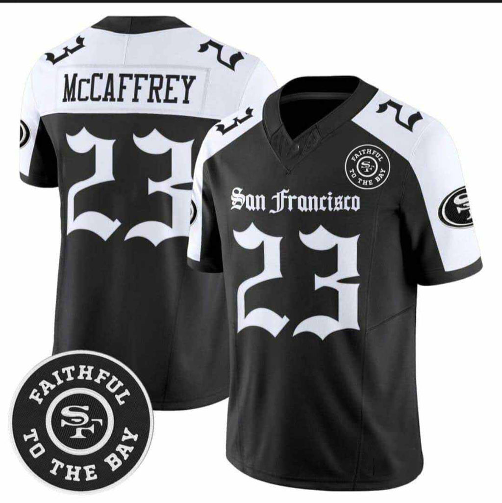 SF.49ers #23 Christian McCaffrey Black Limited Jersey - All Stitched American Football Jerseys