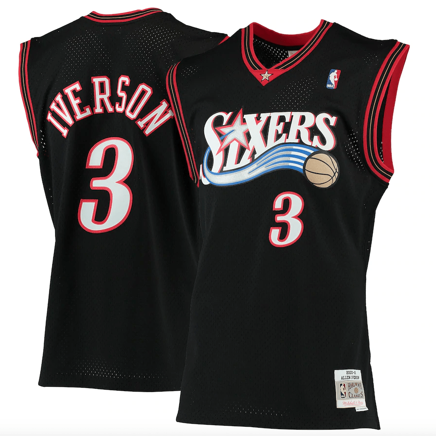 Men's Allen Iverson Philadelphia 76ers 2000-2001 Swingman Black Replica Jersey By Mitchell & Ness