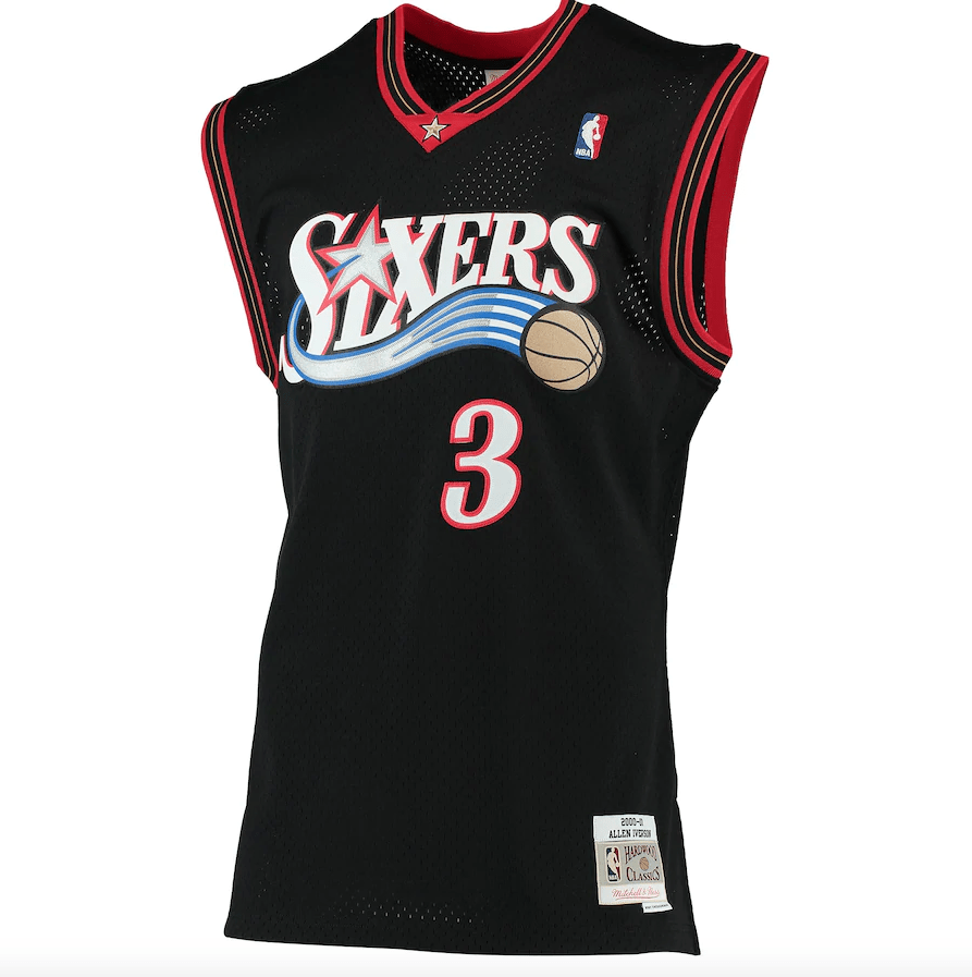 Men's Allen Iverson Philadelphia 76ers 2000-2001 Swingman Black Replica Jersey By Mitchell & Ness
